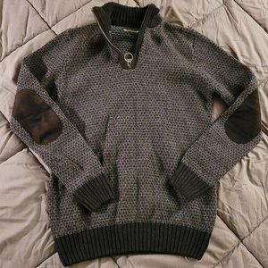 Barbour Elbow Patch Wool Quarter Zip Pullover - Men's Small